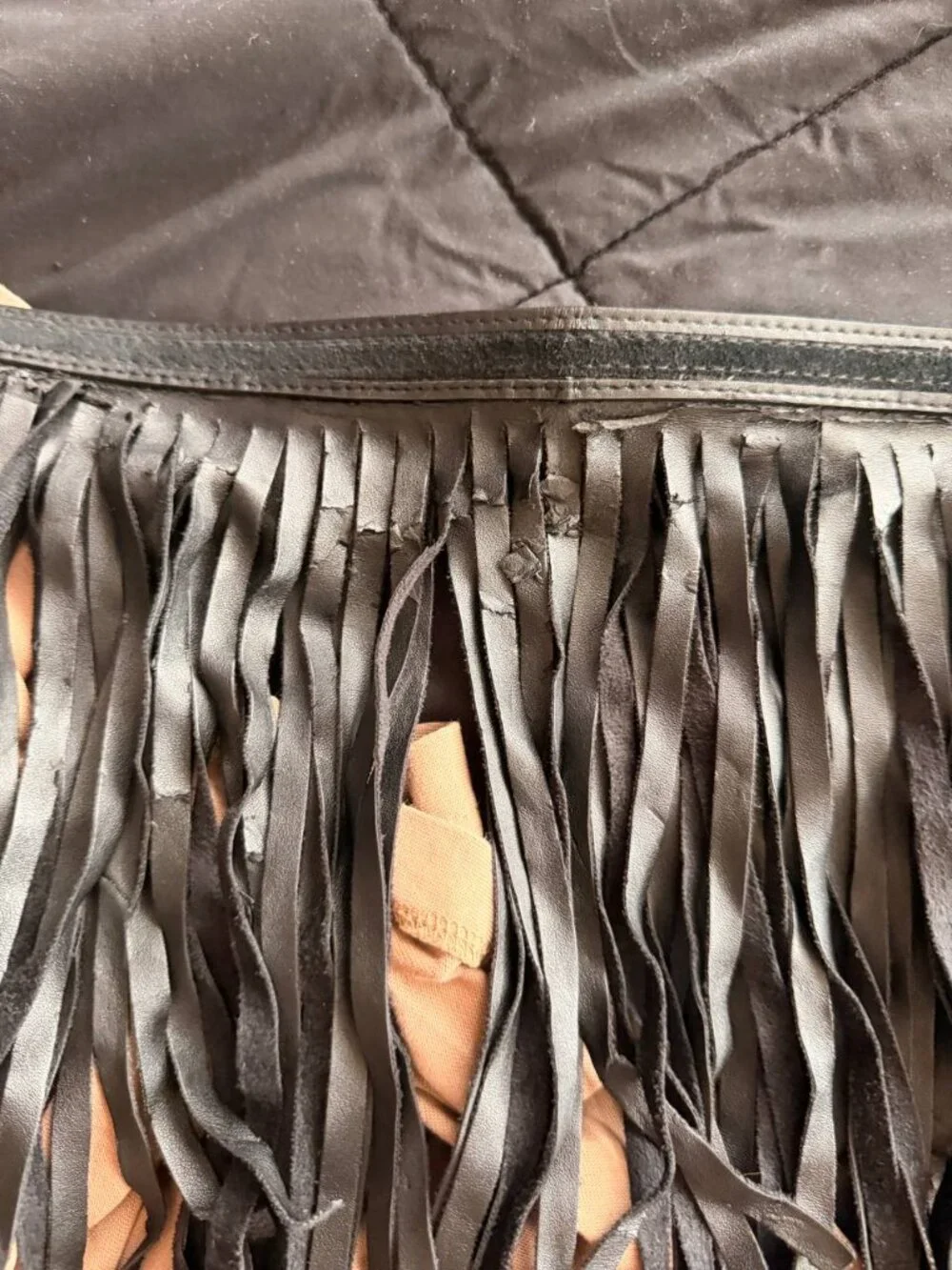 BCBGMAXAZRIA Black Fringe Statement Belt Size S